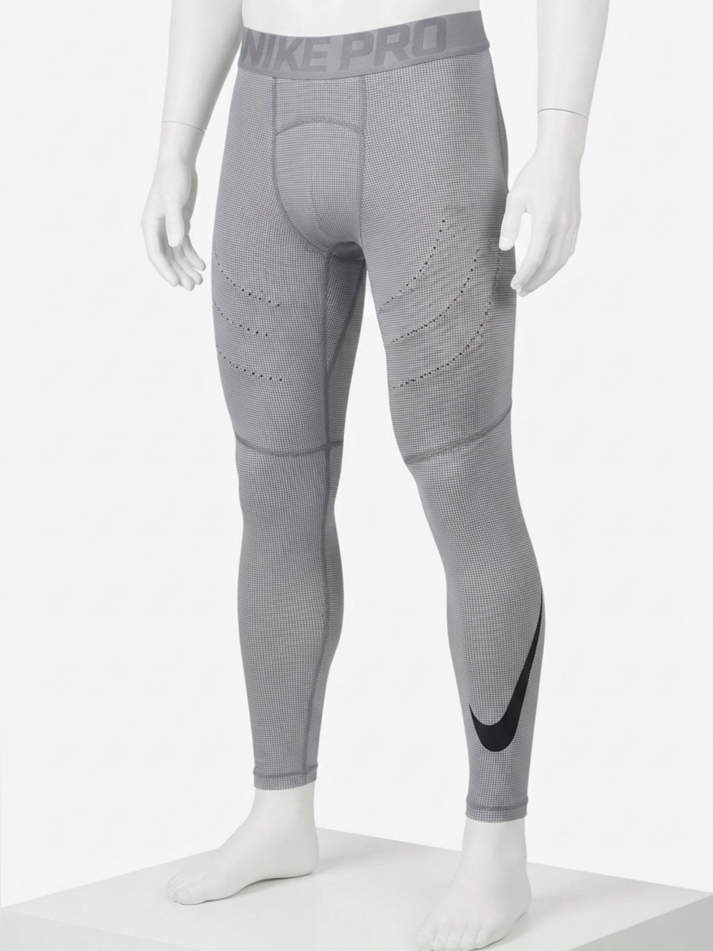 Nike Pro Hyperwarm Compression Tights - Grey Houndstooth (XL)